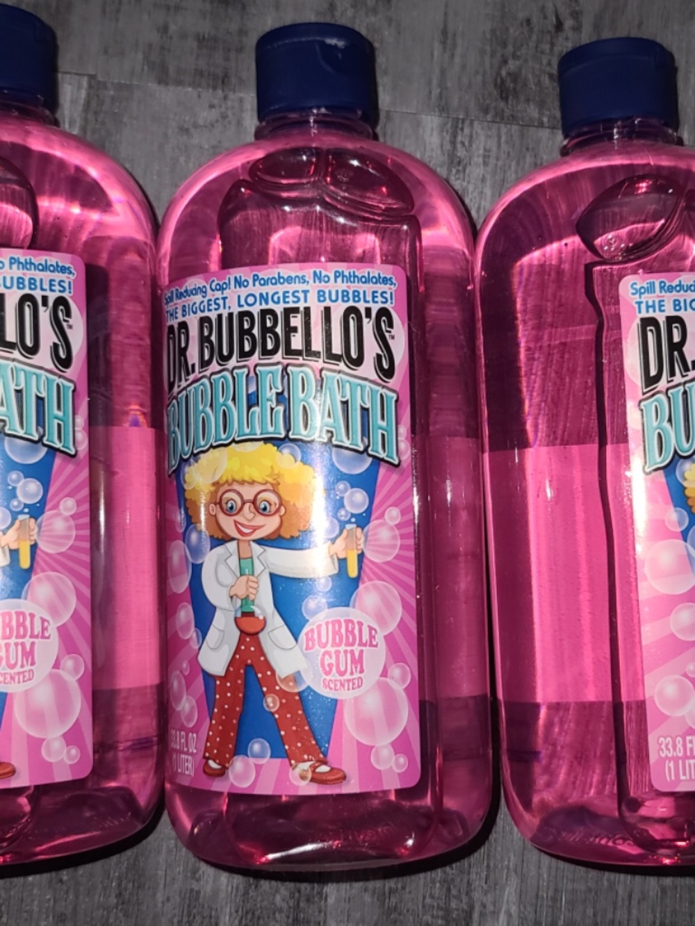 3 Pack- Dr Bubbello’s Bubble Gum Scented Bubble Bath: 33.8Floz/1 Liter Each x3